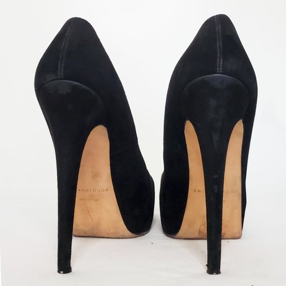 Brain Atwood Womens Black Suede High Heels Pumps Platforms 38/ US 7 - Picture 8 of 9